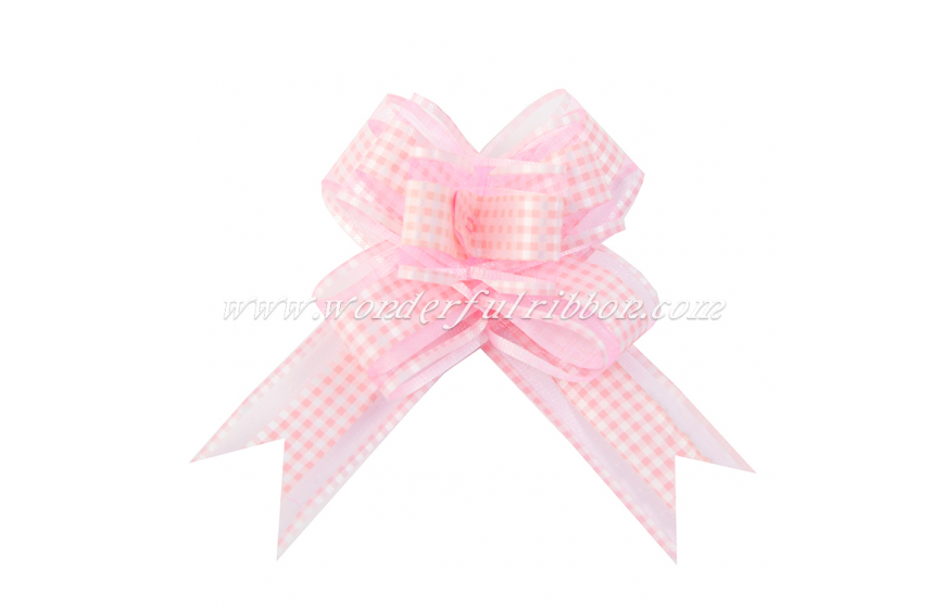 Checkered Pattern Organza Butterfly Pull Bow