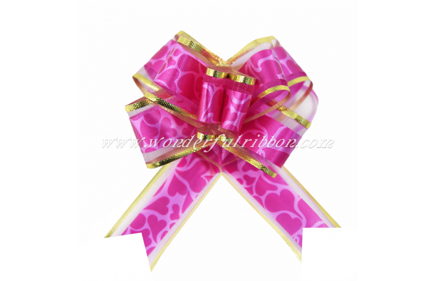 Heart Pattern Gold Edge Organza Butterfly Pull Bow