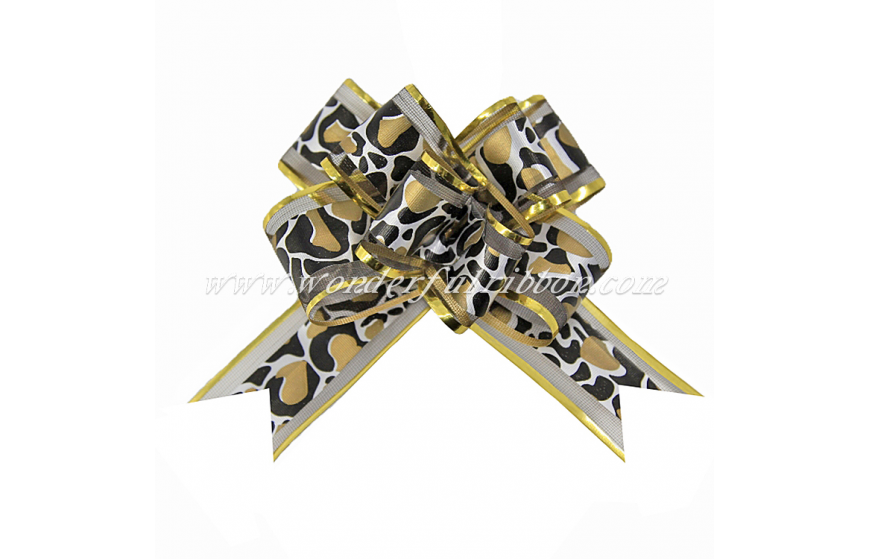 Stone Pattern Gold Trim Organza Butterfly Pull Bow